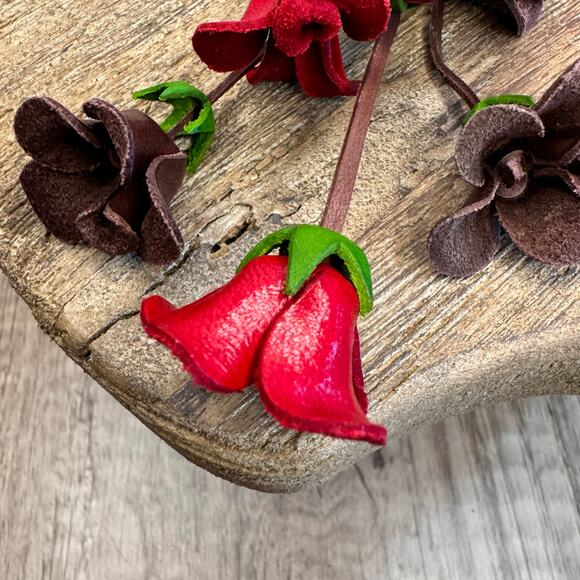 Leather Rose Purse Charm Genuine Leather Flower Bag Charm NEW FAST SHIP - Picture 9 of 9